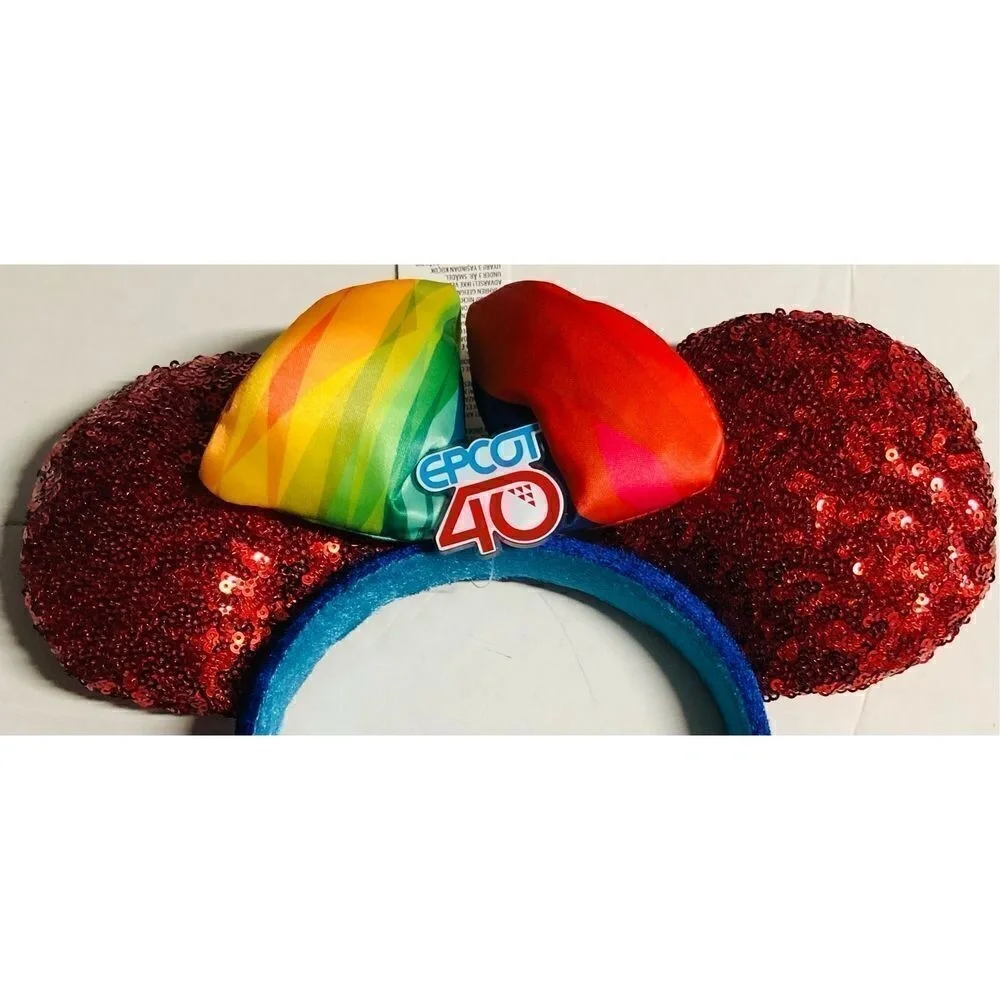 Disney Parks EPCOT 40th Anniversary‎ Sequined Minnie Mouse Ears Headband New
